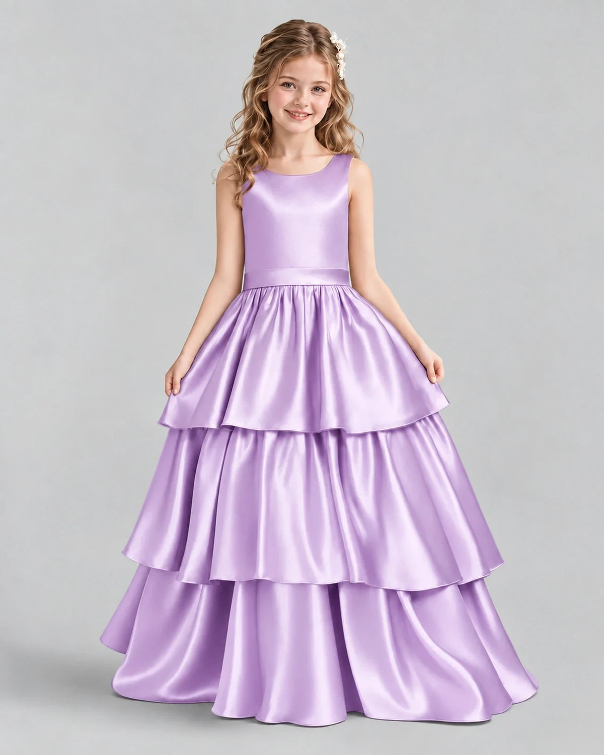 Lilac Ball Gown Girls Formal Dresses Front