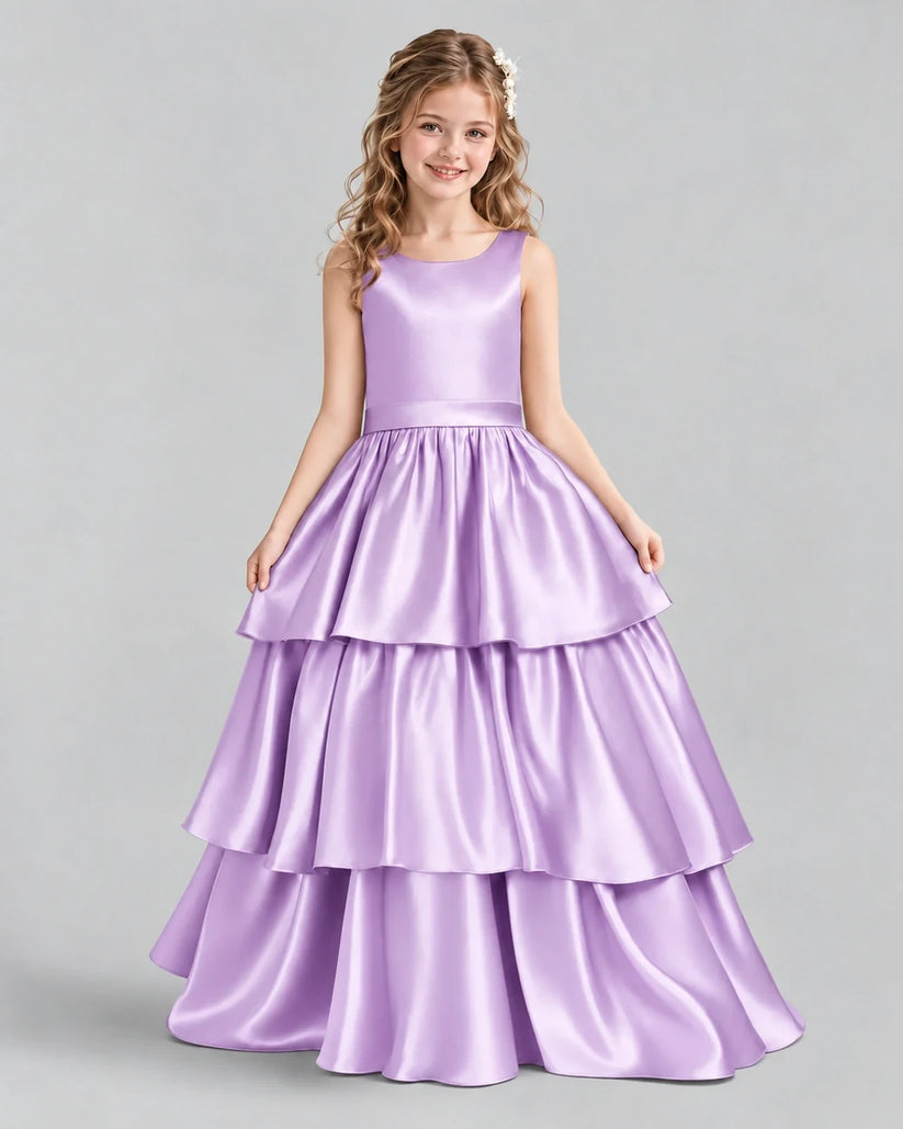 Lilac Ball Gown Girls Formal Dresses Front