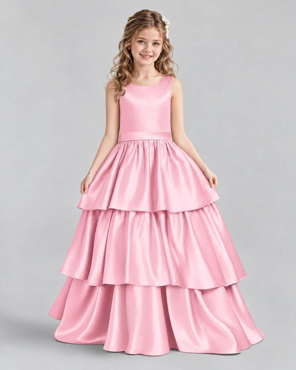 Pink Ball Gown Girls Formal Dresses Front