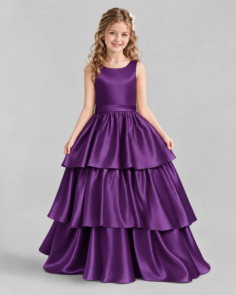 Purple Ball Gown Girls Formal Dresses Front