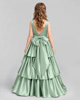 Sage Green Ball Gown Girls Formal Dresses Back [Shared]