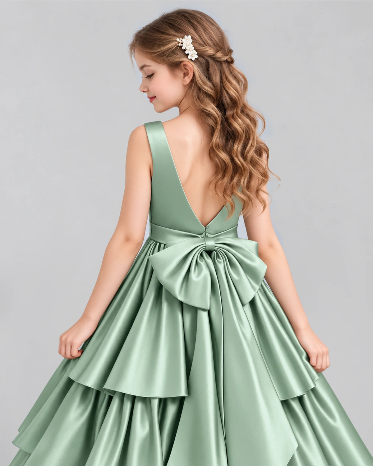 Sage Green Ball Gown Girls Formal Dresses Back_Detail [Shared]