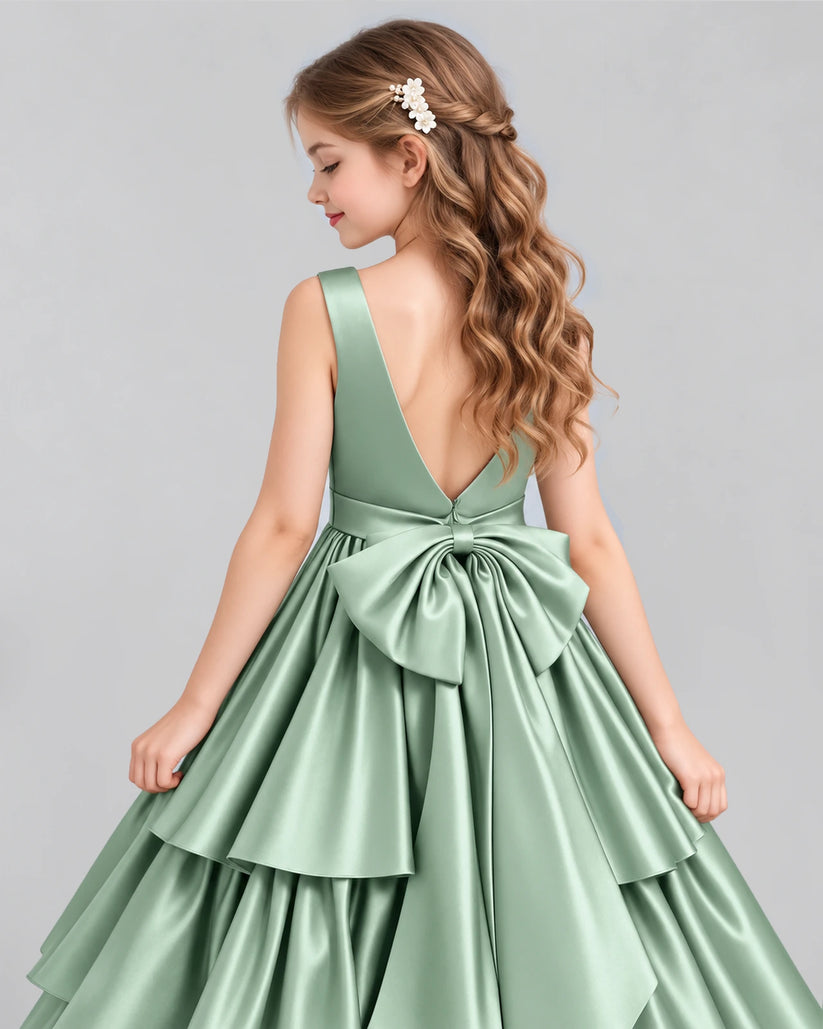 Sage Green Ball Gown Girls Formal Dresses Back_Detail [Shared]