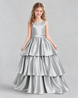 Silver Ball Gown Girls Formal Dresses Front
