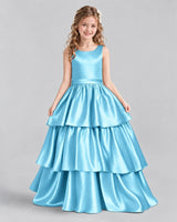 Sky Blue Ball Gown Girls Formal Dresses Front