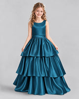 Teal Ball Gown Girls Formal Dresses Front