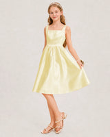 Daffodil Satin A-line Junior Bridesmaid Dress Front View