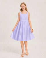 Lavender Satin A-line Junior Bridesmaid Dress Front View