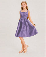 Wisteria Satin A-line Junior Bridesmaid Dress Front View