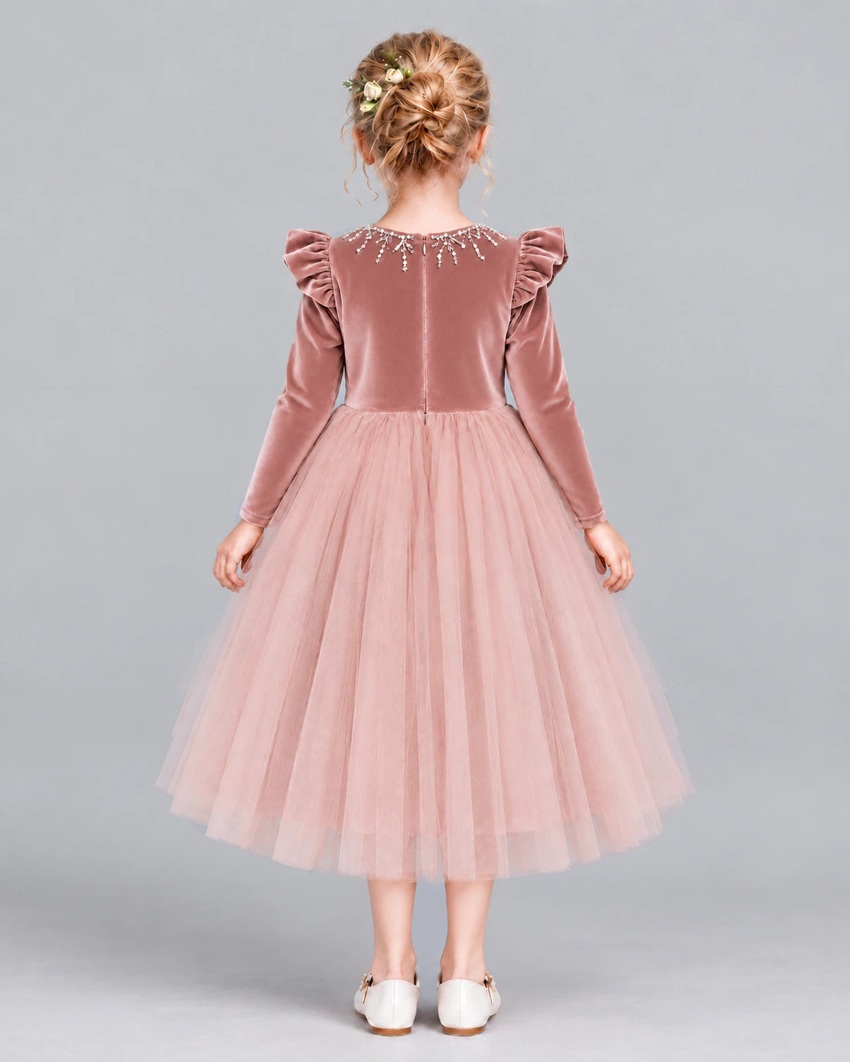 Dusty Rose Ball Gown Junior Bridesmaid Dresses Back [Shared]
