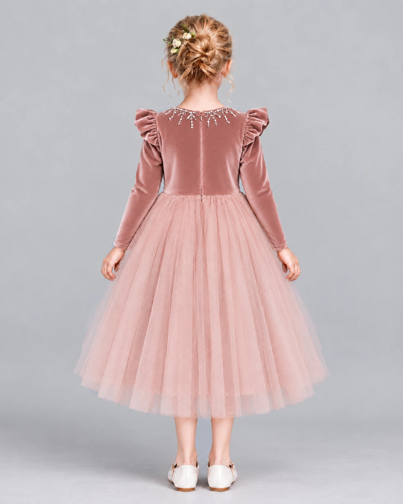Dusty Rose Ball Gown Junior Bridesmaid Dresses Back [Shared]