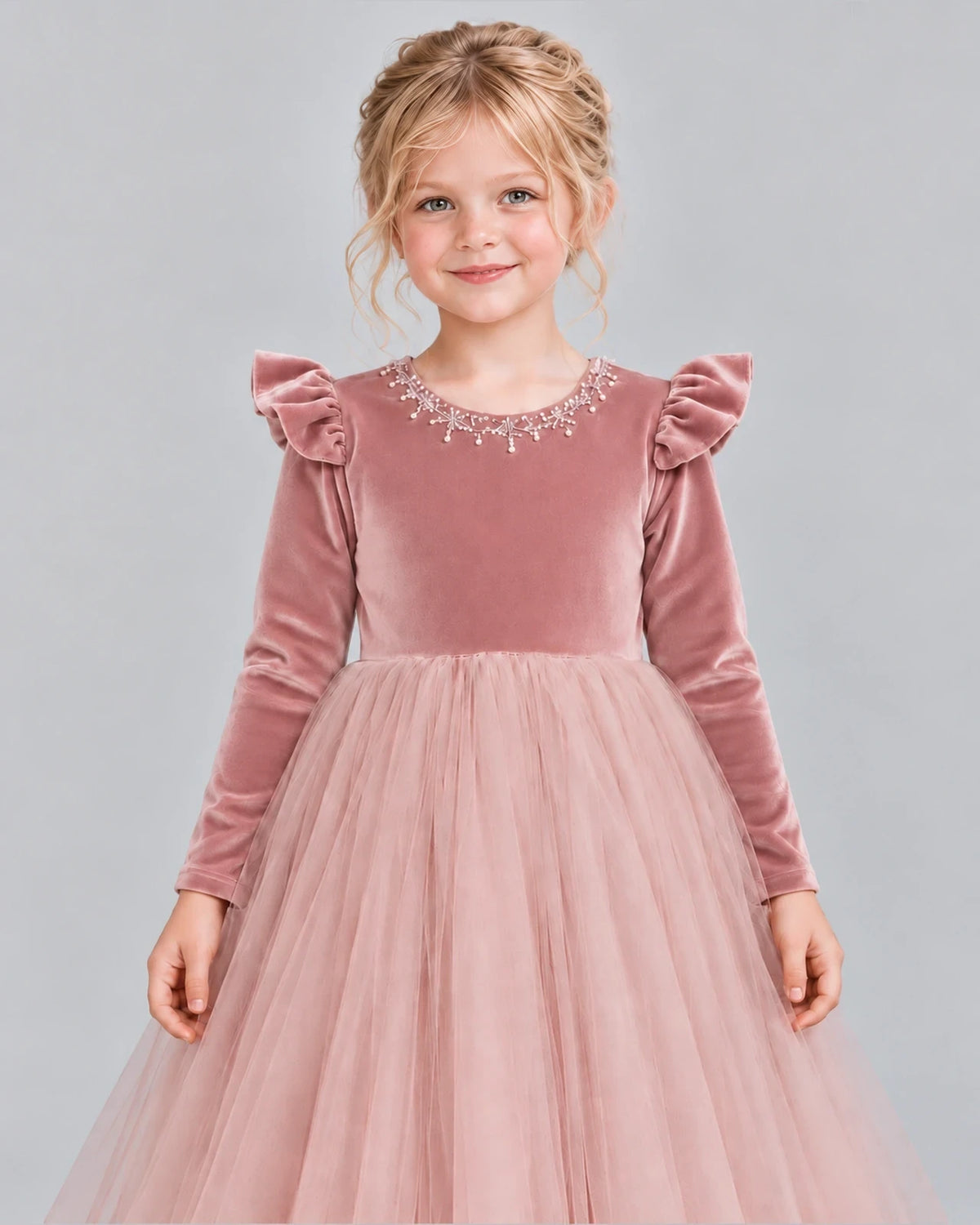 Dusty Rose Ball Gown Junior Bridesmaid Dresses Detail [Shared]
