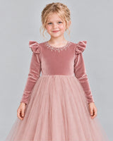Dusty Rose Ball Gown Junior Bridesmaid Dresses Detail [Shared]