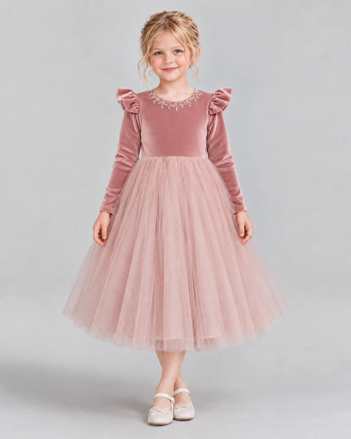 Dusty Rose Ball Gown Junior Bridesmaid Dresses Front