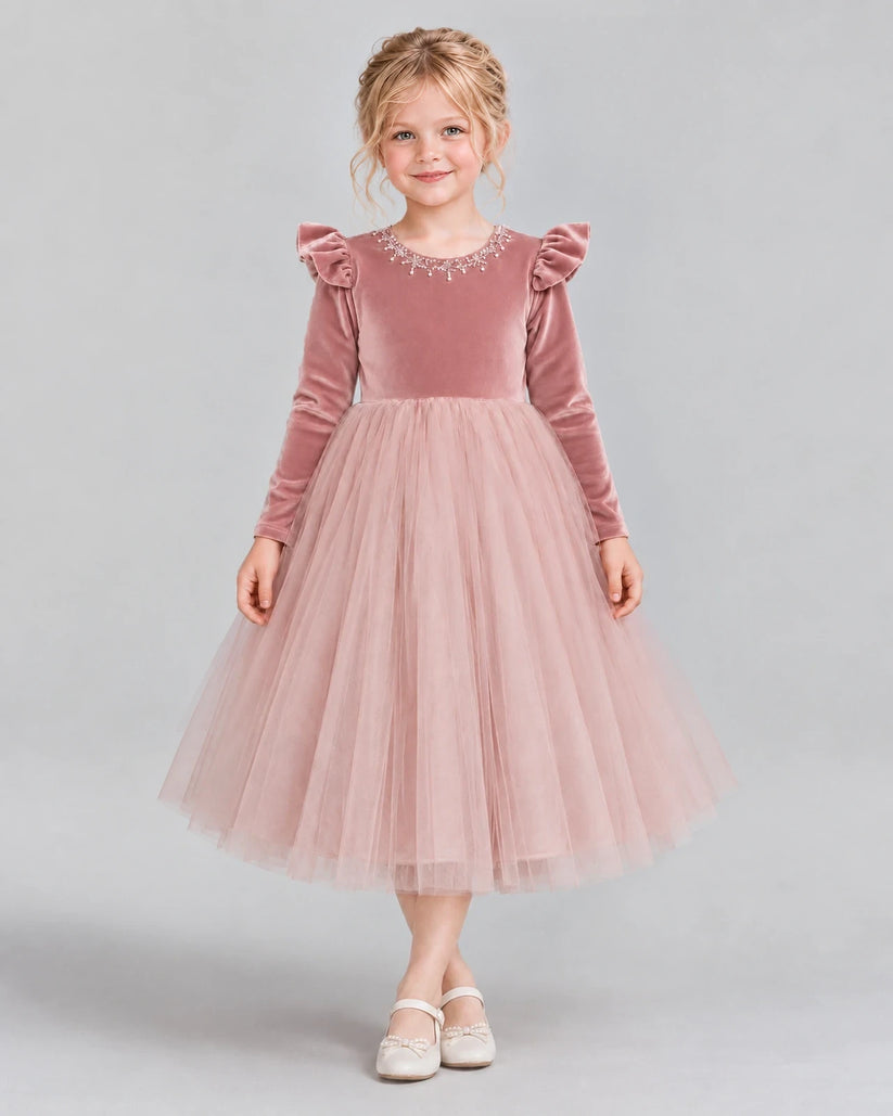Dusty Rose Ball Gown Junior Bridesmaid Dresses Front