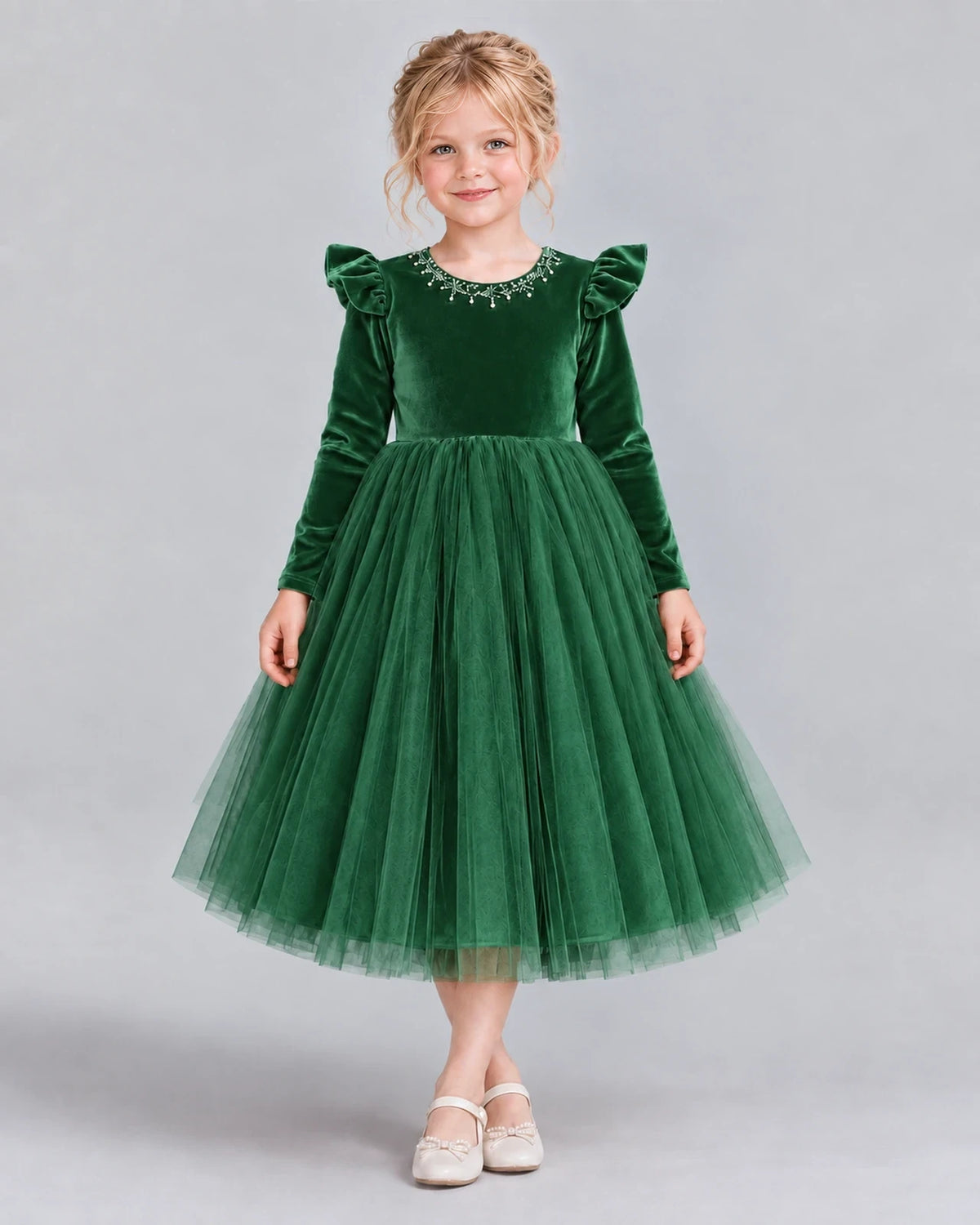 Emerald Green Ball Gown Junior Bridesmaid Dresses Front