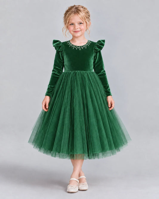 Emerald Green Ball Gown Junior Bridesmaid Dresses Front