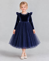 Navy Blue Ball Gown Junior Bridesmaid Dresses Front