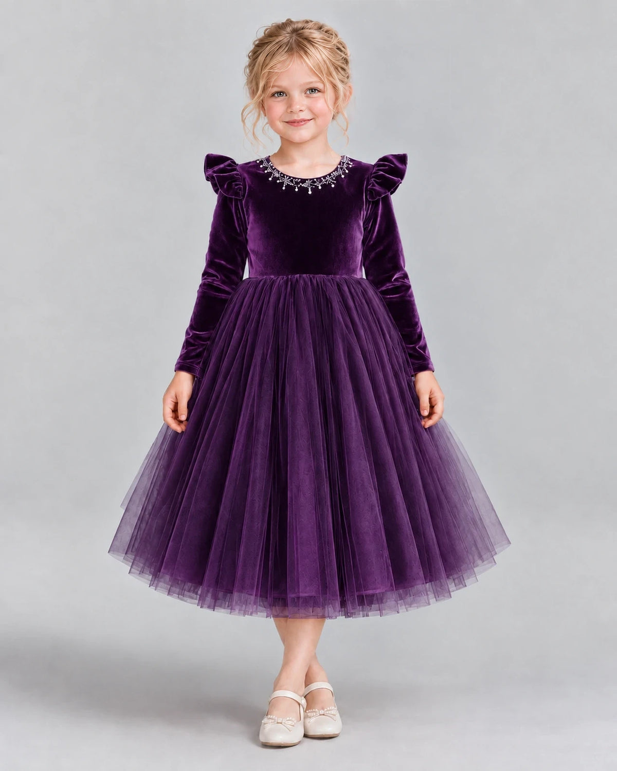Purple Ball Gown Junior Bridesmaid Dresses Front