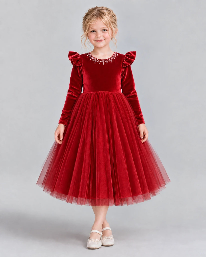 Red Ball Gown Junior Bridesmaid Dresses Front