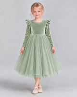 Sage Green Ball Gown Junior Bridesmaid Dresses Front