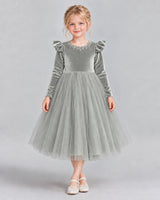 Silver Ball Gown Junior Bridesmaid Dresses Front