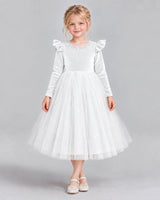 White Ball Gown Junior Bridesmaid Dresses Front