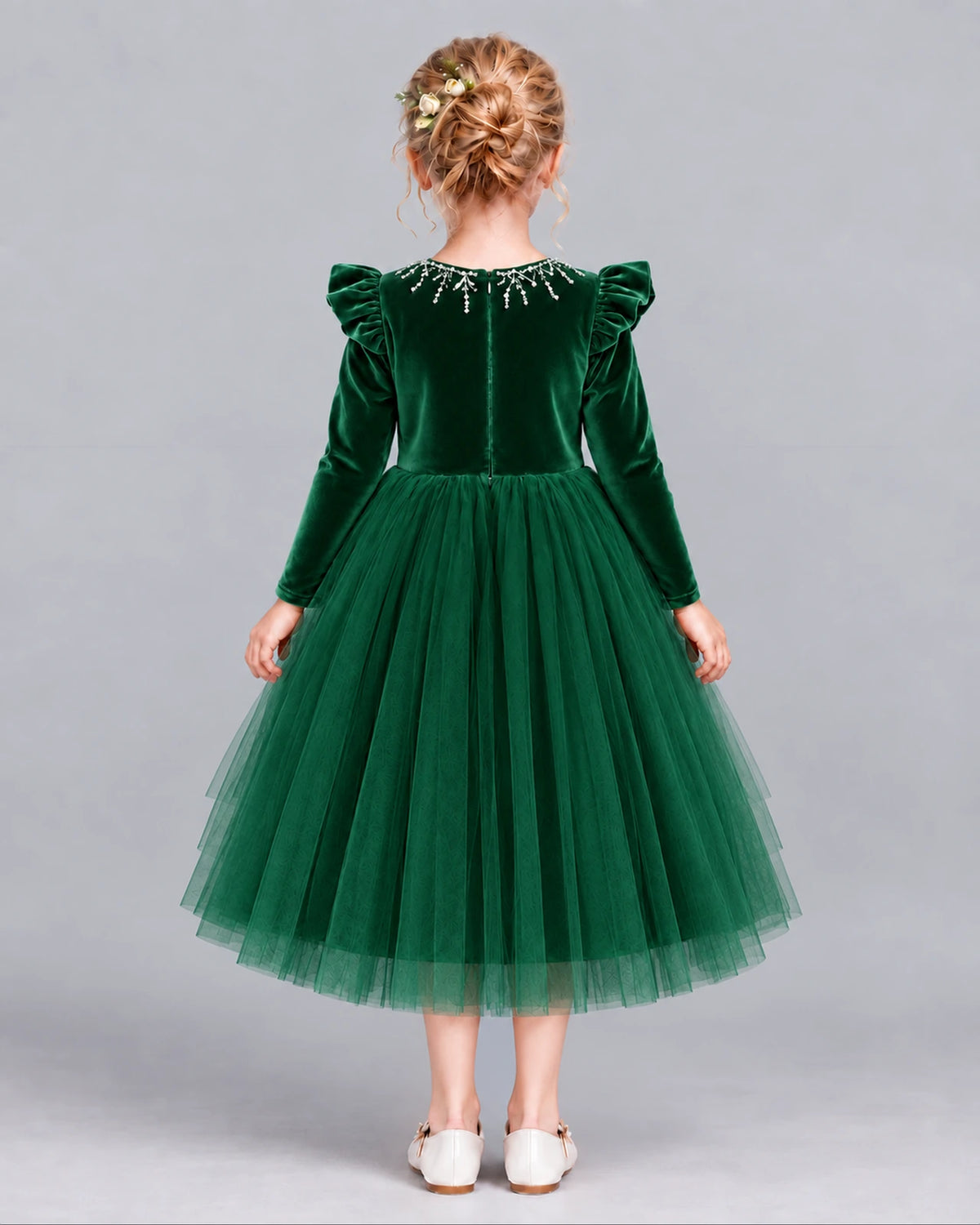 Dark Green Ball Gown Junior Bridesmaid Dresses Back [Shared]
