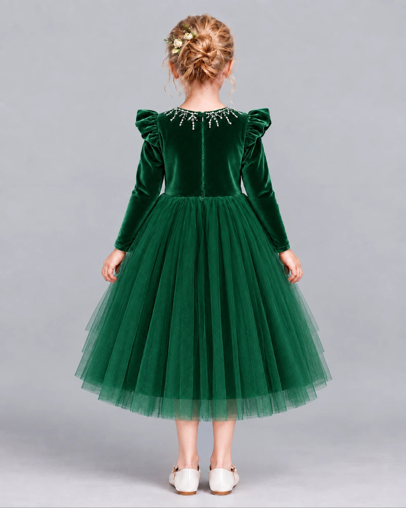 Dark Green Ball Gown Junior Bridesmaid Dresses Back [Shared]