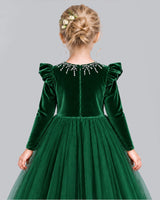 Dark Green Ball Gown Junior Bridesmaid Dresses Back_Detail [Shared]