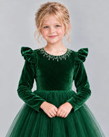 Dark Green Ball Gown Junior Bridesmaid Dresses Detail