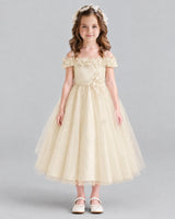 Champagne A-line Flower Girl Dresses Front