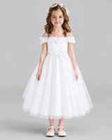 White A-line Flower Girl Dresses Front