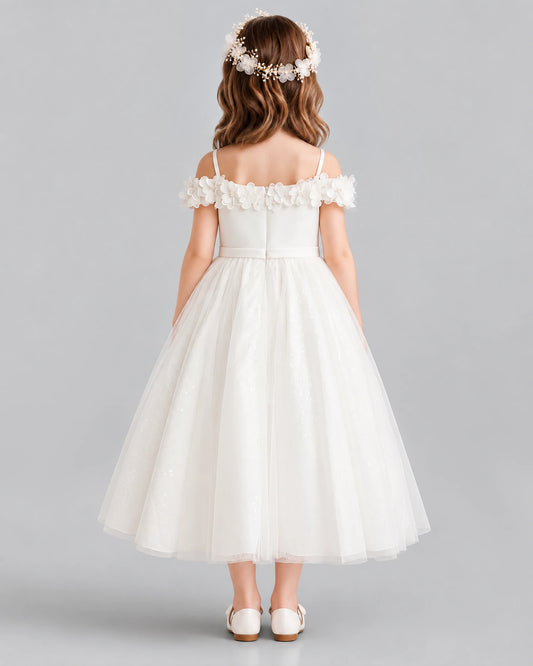 Ivory A-line Flower Girl Dresses Back [Shared]