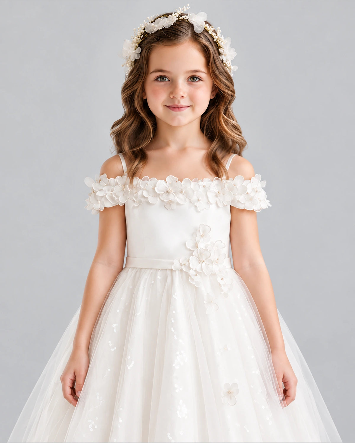 Ivory A-line Flower Girl Dresses Detail