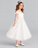 Ivory A-line Flower Girl Dresses Side