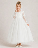 Ivory Lace A-line First Communion Dress Front View
