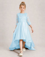 Baby Blue Satin A-line Pageant Dress Front View