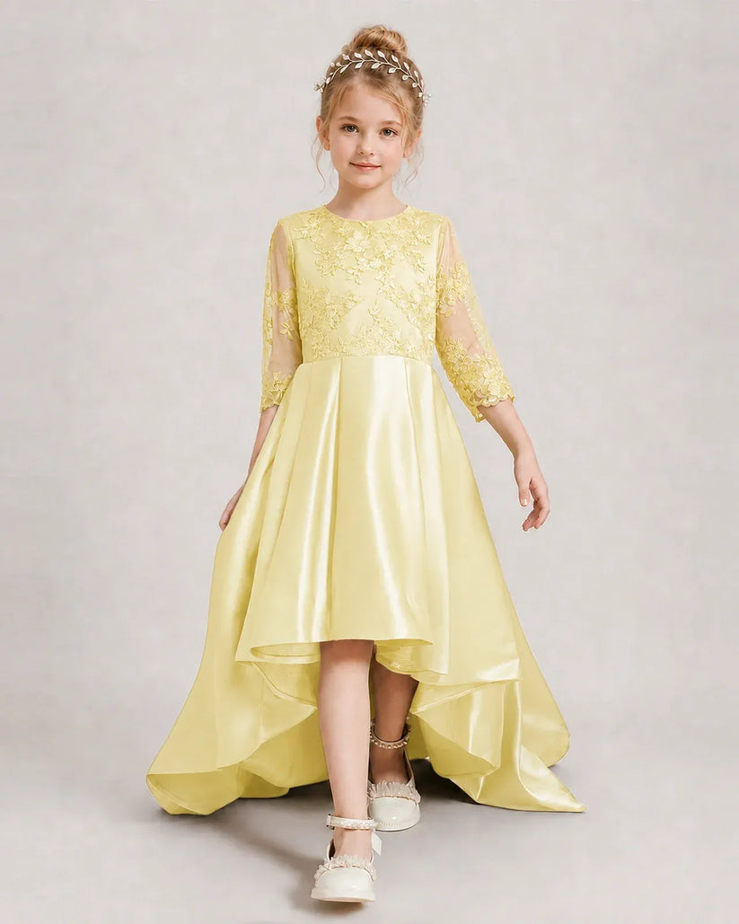 Daffodil Satin A-line Pageant Dress Front View