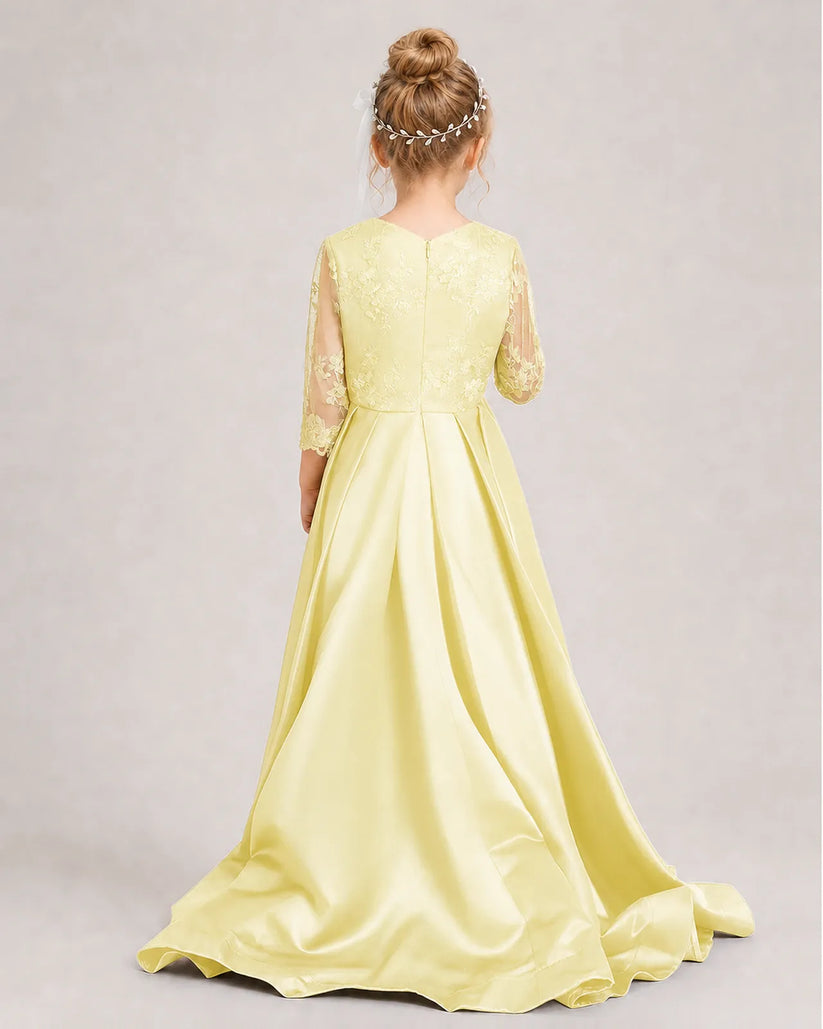 Daffodil Satin A-line Pageant Dress Back View