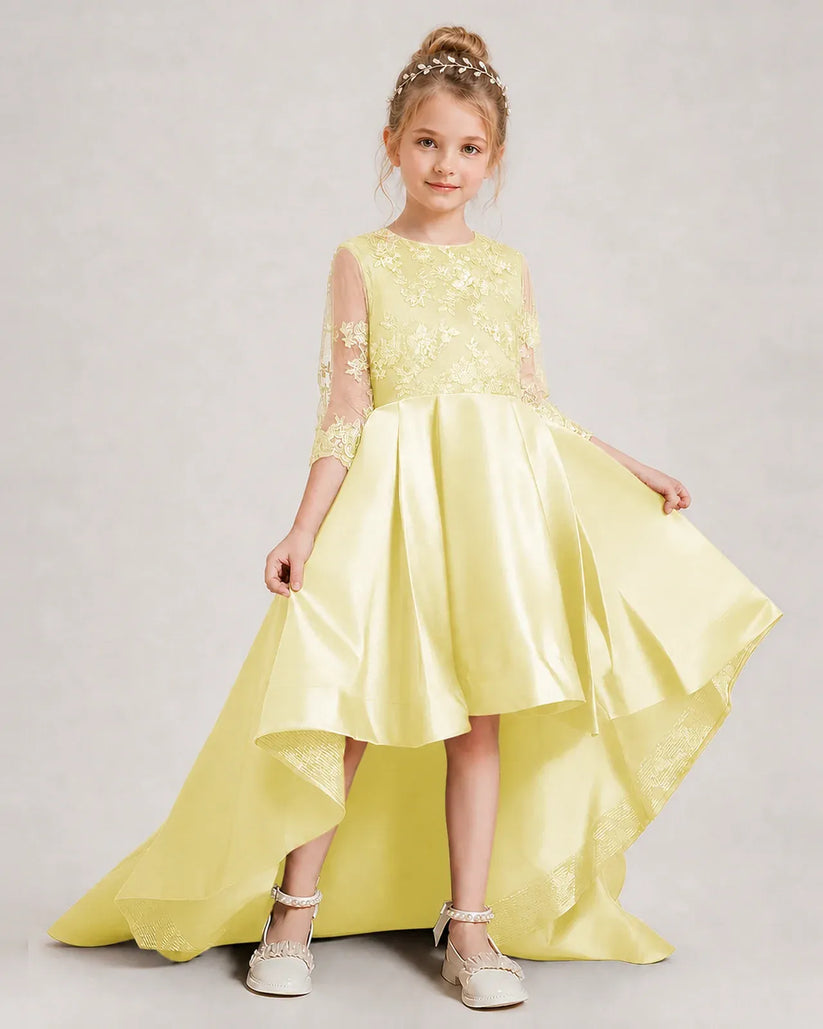 Daffodil Satin A-line Pageant Dress Front View