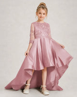 Dusty Rose Satin A-line Pageant Dress Front View