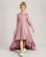 Dusty Rose Satin A-line Pageant Dress Front View