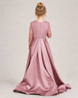 Dusty Rose Satin A-line Pageant Dress Back View