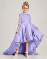 Lavender Satin A-line Pageant Dress Front View