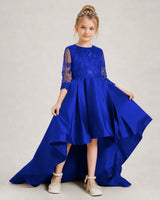 Royal Blue Satin A-line Pageant Dress Front View