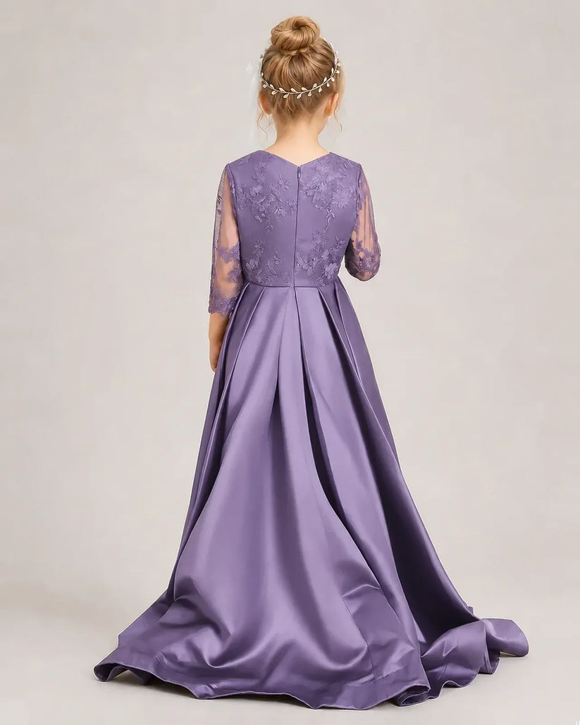Wisteria Satin A-line Pageant Dress Back View