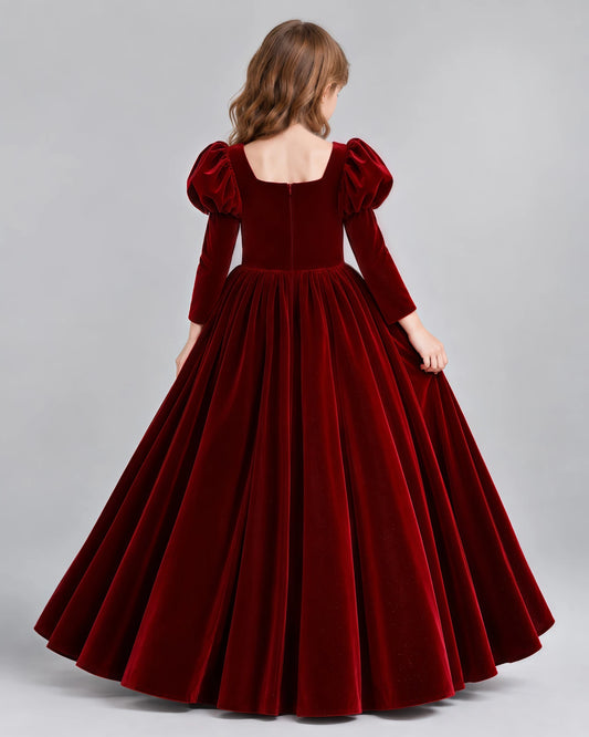 Burgundy Ball Gown Girls Formal Dresses Back [Shared]