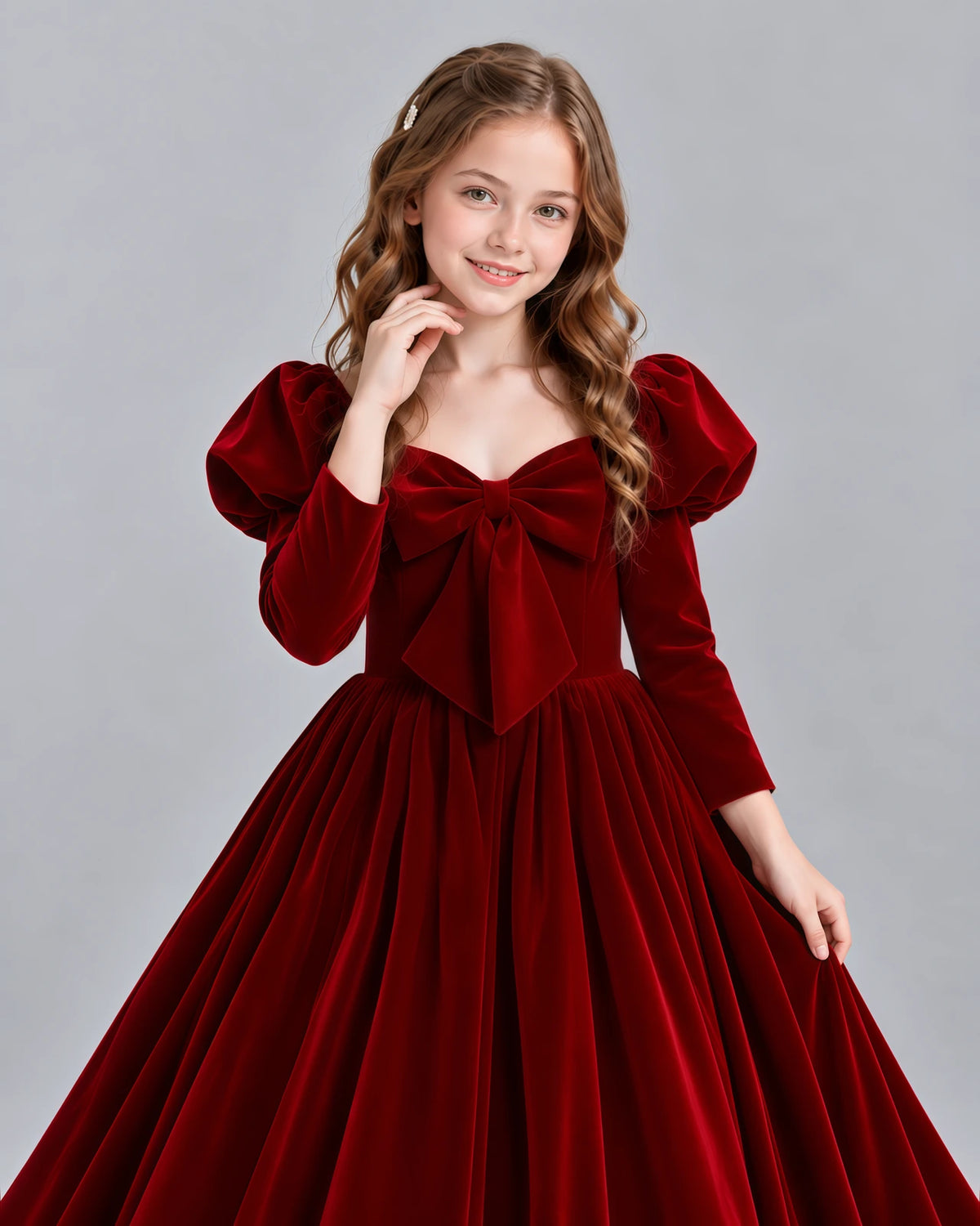 Burgundy Ball Gown Girls Formal Dresses Detail [Shared]