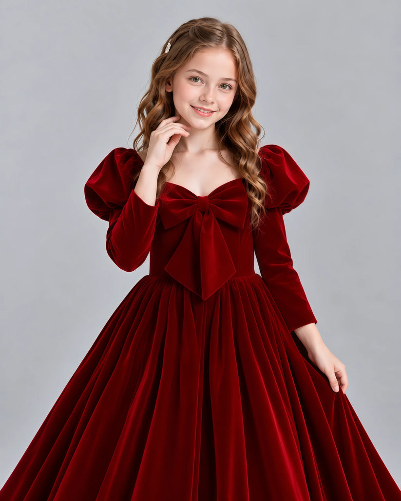Burgundy Ball Gown Girls Formal Dresses Detail [Shared]